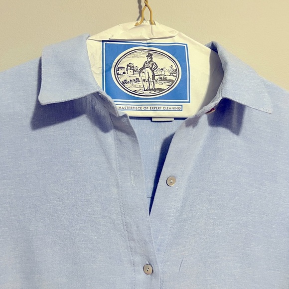 NWT C&C California Blue Linen Blend Short Sleeve Shirt Dress women’s XS - Picture 3 of 9